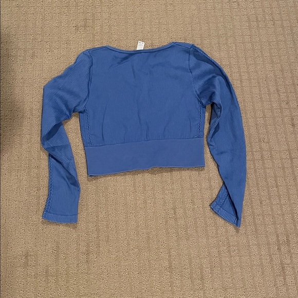 Aerie Blue Ribbed Long Sleeve Crop Top - Picture 4 of 4